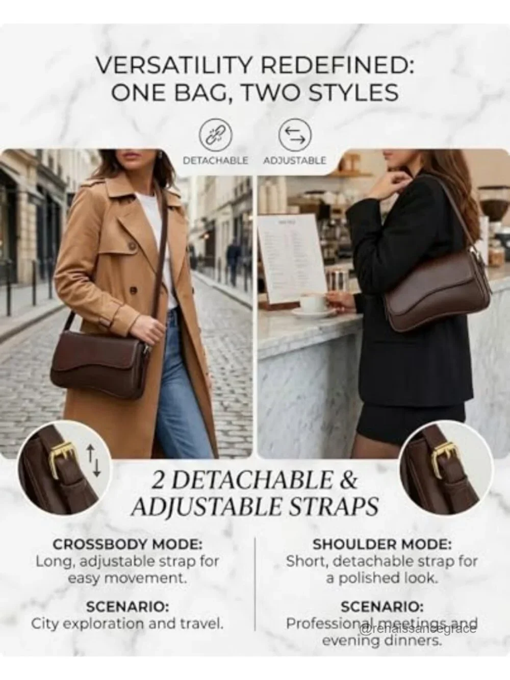 PU Leather Shoulder Bag Y2K Hobo Purse Crossbody Adjustable Strap